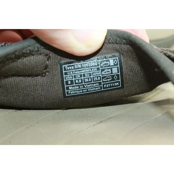 Teva Brown Nylon Slip On Hook & Loop Slide Casual Sandals Size 8 - Picture 8 of 9